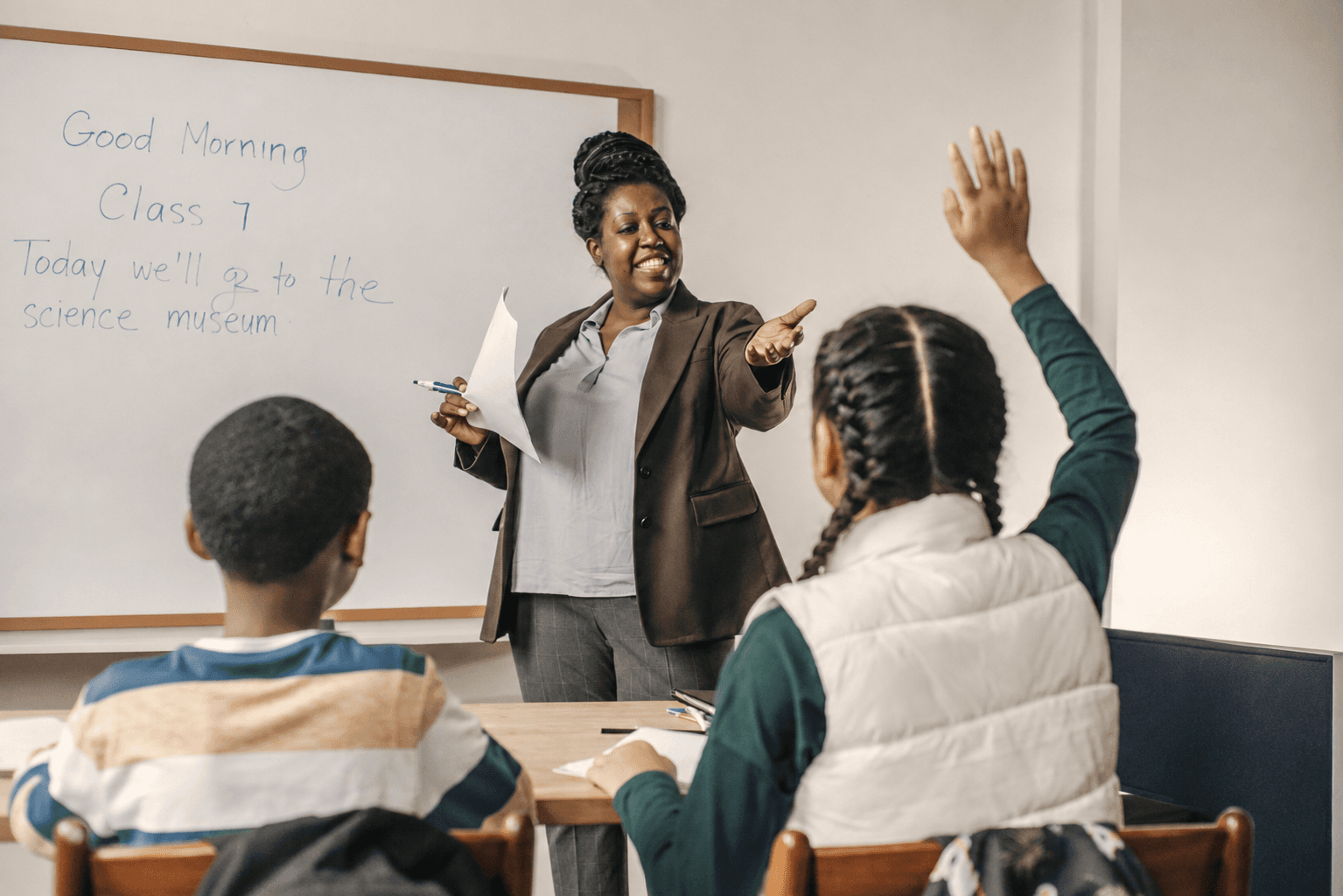 Mentor and youth in a classroom setting